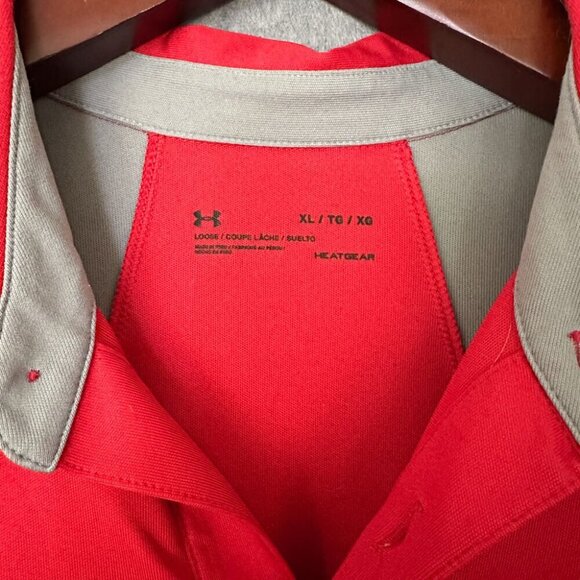 Two (2) Under Armour Heatgear Polo Shirts, Men's XL Loose Fit, Wolves Embroidery - Picture 7 of 12